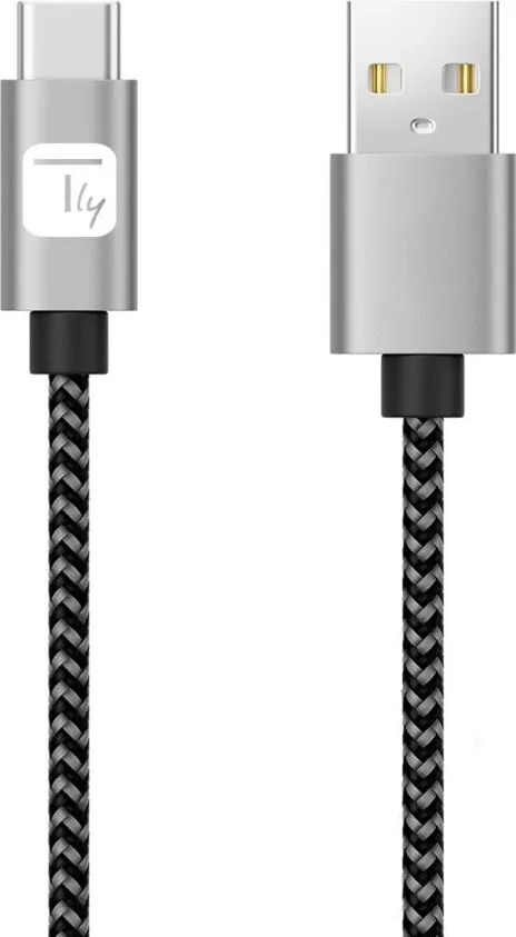 Kabllo USB Techly, USB A në USB C, 2A, 2m, antracit - 1