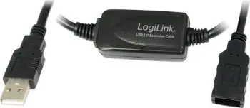 Kabllo zgjatuese USB LogiLink UA0114, USB 2.0, 15m, e zezë