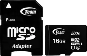 Kartë memorie microSD Team Group 500x, 16GB, UHS-I Class 10, e zezë