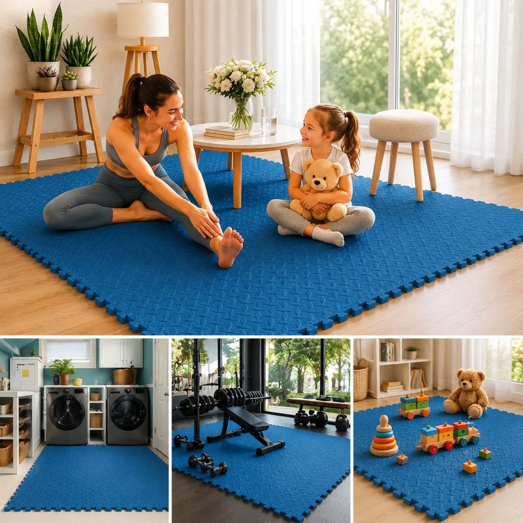 Tapet modular puzzle blu – 4 copë 61.5x61.5x1.2 cm - 1