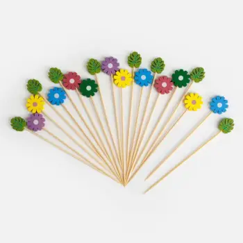 Kunja dekorative bambuje për festa me margarita 11 cm – 20 copë