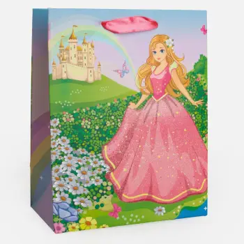 Çantë dhurate rozë me dizajn princeshe – 18x10x23 cm