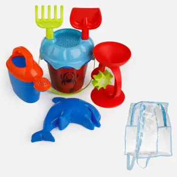 Set çantë shpine transparente me kovë plazhi spider dhe 5 aksesorë