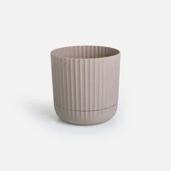 Vazo plastike për lule me pjatë të integruar bezhë ø13x13 cm - 1.3 l