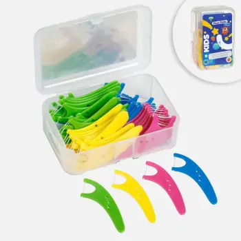 Kruajtëse dhëmbësh për fëmijë me fill dentar, shije luleshtrydheje - 55 copë