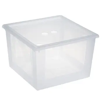 Kuti plastike për organizim me kapak katror transparent 80L