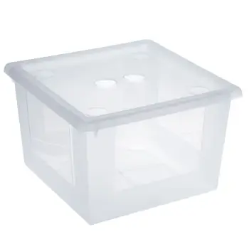 Kuti plastike për organizim me kapak katror transparent 40L