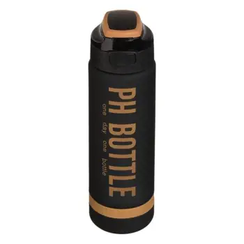 Shishe plastike për ujë, sportive, ngjyrë e zezë, gold "Shishe Ph" - 1L