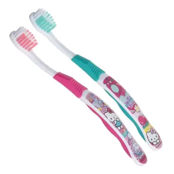 Furça dhëmbësh për fëmijë ngjyrë rozë, mente, me dizajn Hello Kitty 16cm - 2 copë