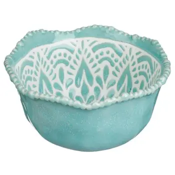 Tas për servirje, porcelan i thellë, i rrumbullakët me ngjyrë mente, me dizajn 360 ml
