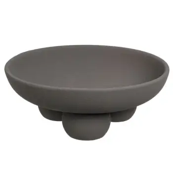 Pjatë dekorative qeramike me këmbë të rrumbullakëta Gri Ø23x8.5cm