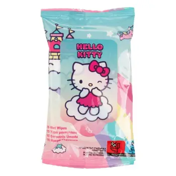 Letra të lagura, rozë, blu me dizajn Hello Kitty - 15 copë