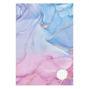 Fletore A5 me kuti, rozë me dizajn marble - 60 faqe