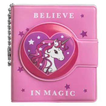 Bllok shënimesh - Varëse çelësash me dizajn unicorn rozë 6x7cm - 50F
