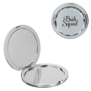 Pasqyrë e rrumbullakët e dyfishtë silver "Bride Squad" 7cm