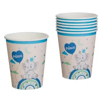 Gota letre për festa, bezhë me dizajn Elefant dhe ylber "Prince" 240ml - 6 copë