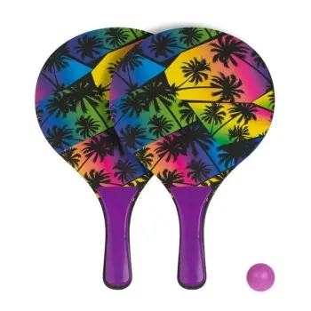 Set 2 raketa plazhi me palma me ngjyra &amp; top 38X24X0.8