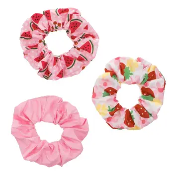 Scrunchie për fëmijë, ngjyrë rozë me fruta - 3 copë.