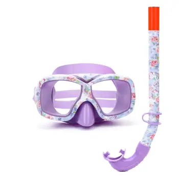 Set maskë noti dhe tub frymëmarrje ngjyrë lejla me dizajn lule dhe Unicorn 6-12 vjeç