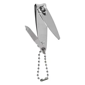 Prerëse thonjsh prej metalike argjendi me limë dhe zinxhir 5.5cm