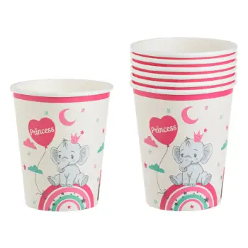 Gota kartoni bezhë dhe rozë me dizajn elefant 240ml 6copë