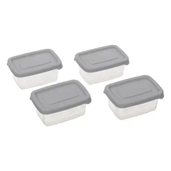 Set tasa plastik transparent me kapak 120 ml - 4 copë