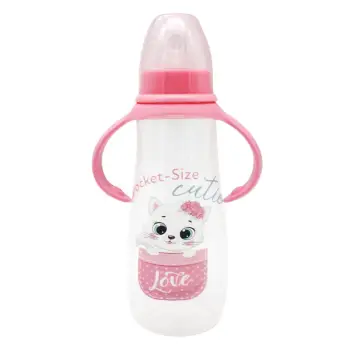Biberon plastik ngjyrë rozë me thithëse silikoni 300 ml - Honey Baby