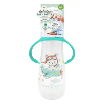 Biberon plastik ngjyrë mente me thithëse silikoni 300 ml - Honey Baby