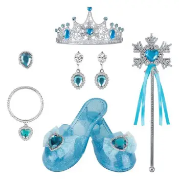 Set lodër me këpucë blu dhe aksesorë princeshash