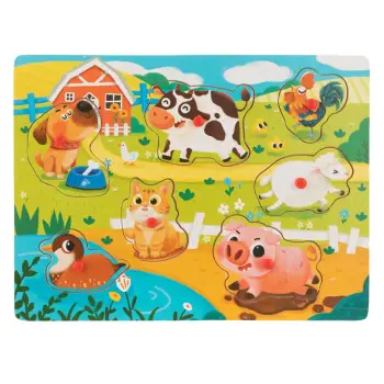 Puzzle druri me kafshë ferme (7 Copë) 30x22.5cm