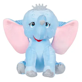 Elefant lodër prej pelushi kurorë me vezullim blu argjendi 32cm