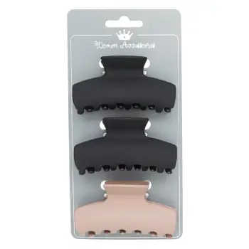 Kapëse flokësh për femra, ngjyrë nude mat, e zezë 9 cm - 3 copë
