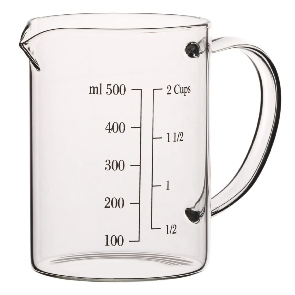 Gotë matëse qelqitransparente rezistente ndaj nxehtësisë 500ml - 1