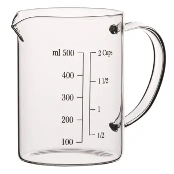 Gotë matëse qelqitransparente rezistente ndaj nxehtësisë 500ml