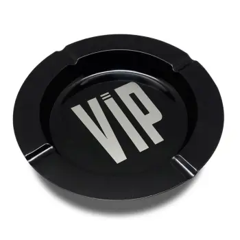 Tavëll metalike e rrumbullakët, e zezë me mesazh "VIP" 14x2cm