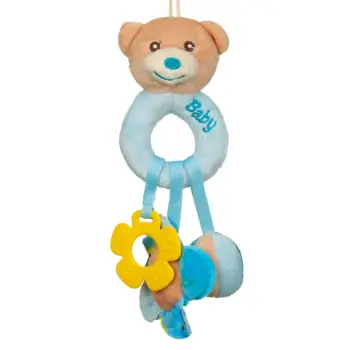 Lodër për bebe arush blu me stimulues dhëmbi 25 cm
